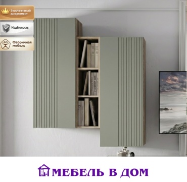 Распашной шкаф Мебель в Дом Олива, 102x117х37.2 см, зеленый, светло-коричневый