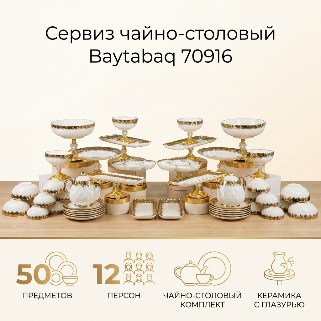 Сервиз на 12 персон Baytabaq , предметов: 50, чайно-столовый, керамика