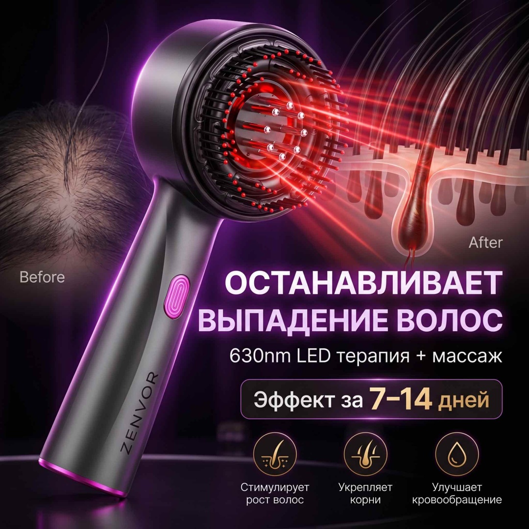ZENVOR микротоковый массажер, лазерная расческа, массажер для стимуляции роста волос, многофункциональный аппарат