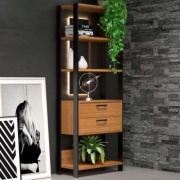 Стеллаж напольный LoftLine, 60x35x200 см, коричневый, черный
