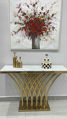 Консоль ARIFEDESIGN 055, 120х40x80 см, белый, золотой