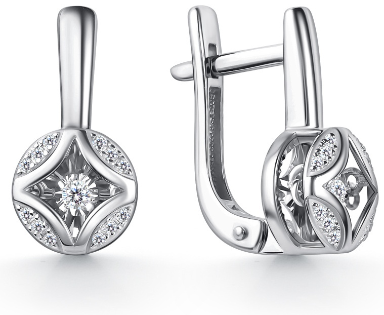 Серьги Lucente Бриллианты Якутии EAR-LU-585-445574 вес 3.13 г золото, бриллиант