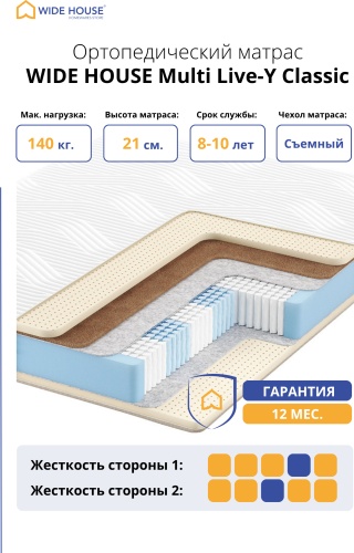 Матрас WIDE HOUSE Multi Live-Y Classic, 145x195x21 см