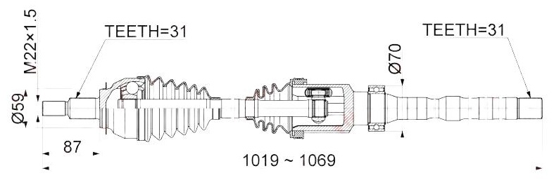 LYNXauto привод колеса в сборе CD1077