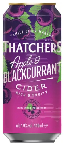 Thatchers Apple & Blackcurrant сидр сладкий, газированный яблоко, смородина 4% 0.44 л