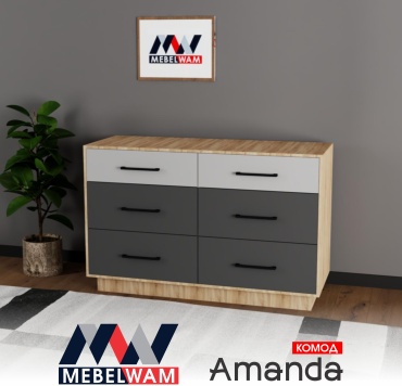 Комод MEBELWAM Amanda, 140x50x90 см, серый, коричневый