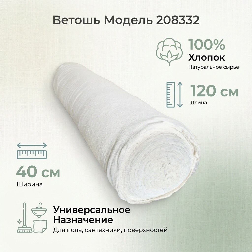 Ветошь для пола, для сантехники, универсальная 208332 1 шт, нетканое полотно
