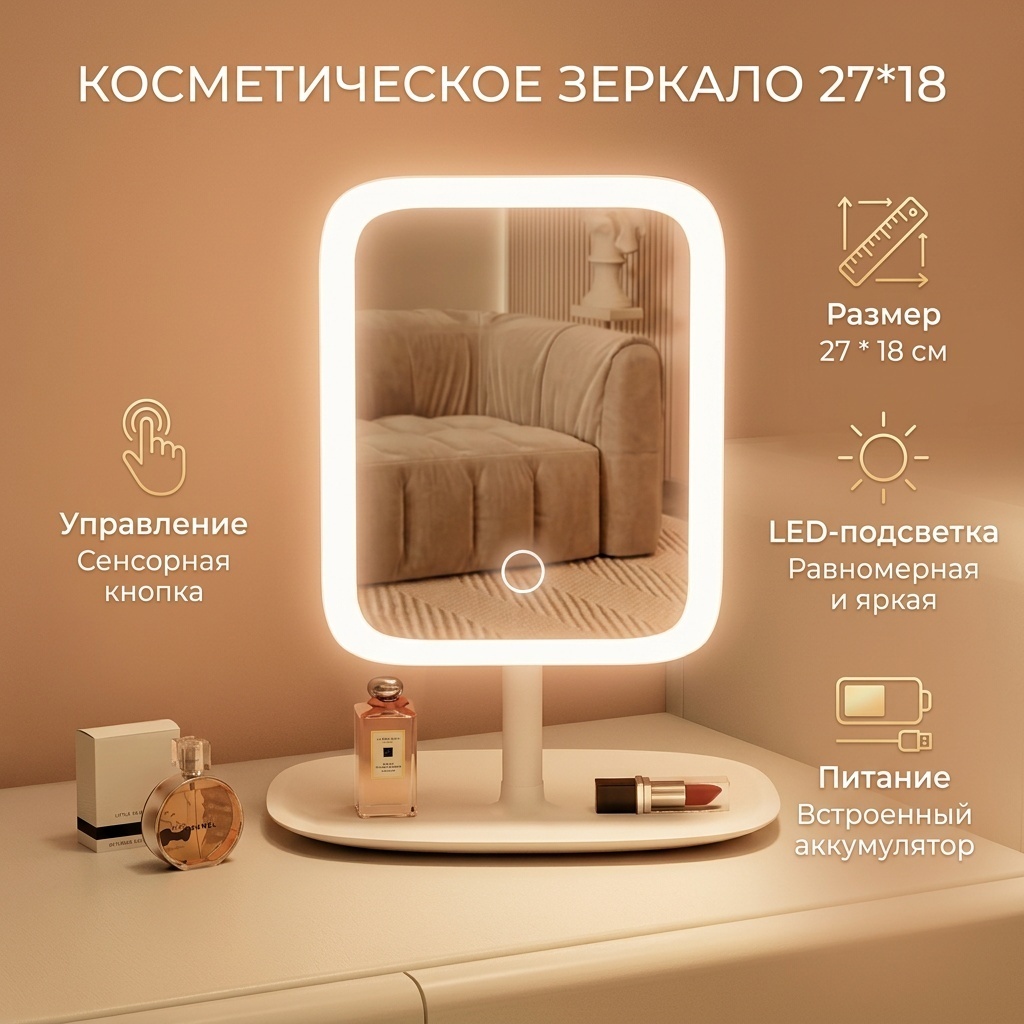 Зеркало настольное косметическое 27*18