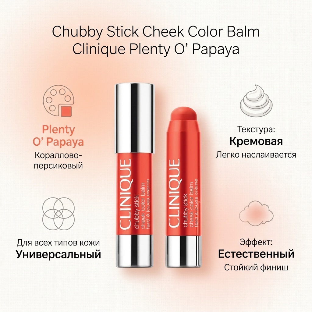 Clinique Chubby Stick Cheek Color Balm румяна Plenty O’ Papaya