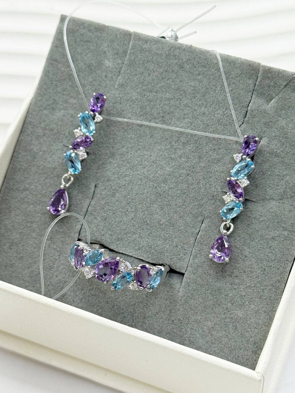 AQUAMARINE 45034030 вес 5.2 г серебро, аметист, топаз, фианит
