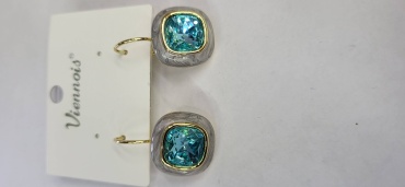 Серьги Viennois бижутерный сплав, нержавеющая сталь, аквамарин