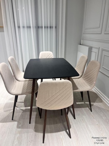 Комплект KAGU-SHOP Luis, стол 120х80 см + 6 стульев, черный