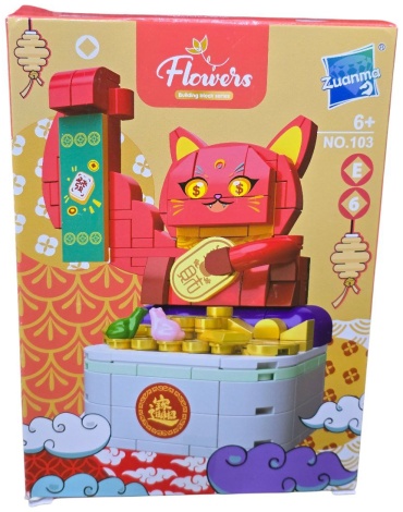Конструктор Zuanma Конструктор Flowers Денежный Кот Красный 103, деталей 100 шт