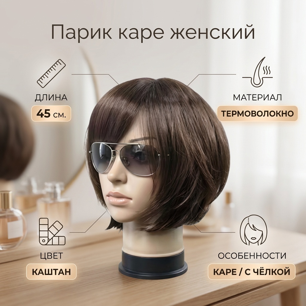 Парик каштан женский 45 см