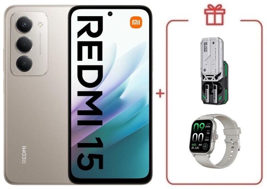 Смартфон Xiaomi Redmi 15 8 ГБ/256 ГБ серый + подарок
