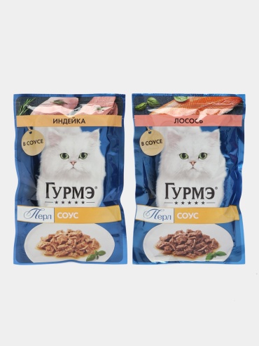 Gourmet Перл кусочки в соусе индейка, лосось 75 г 2 шт
