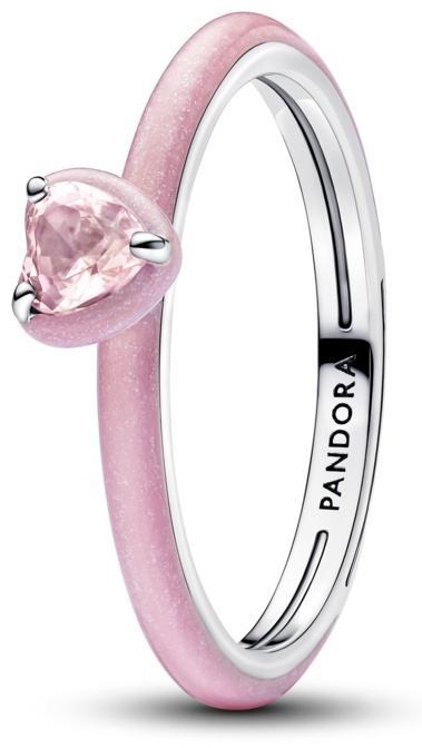 Кольцо PANDORA «Розовое сердце-чакра» 193088C02-54 размер 17.2 вес 1.92 г серебро, кристалл, эмаль
