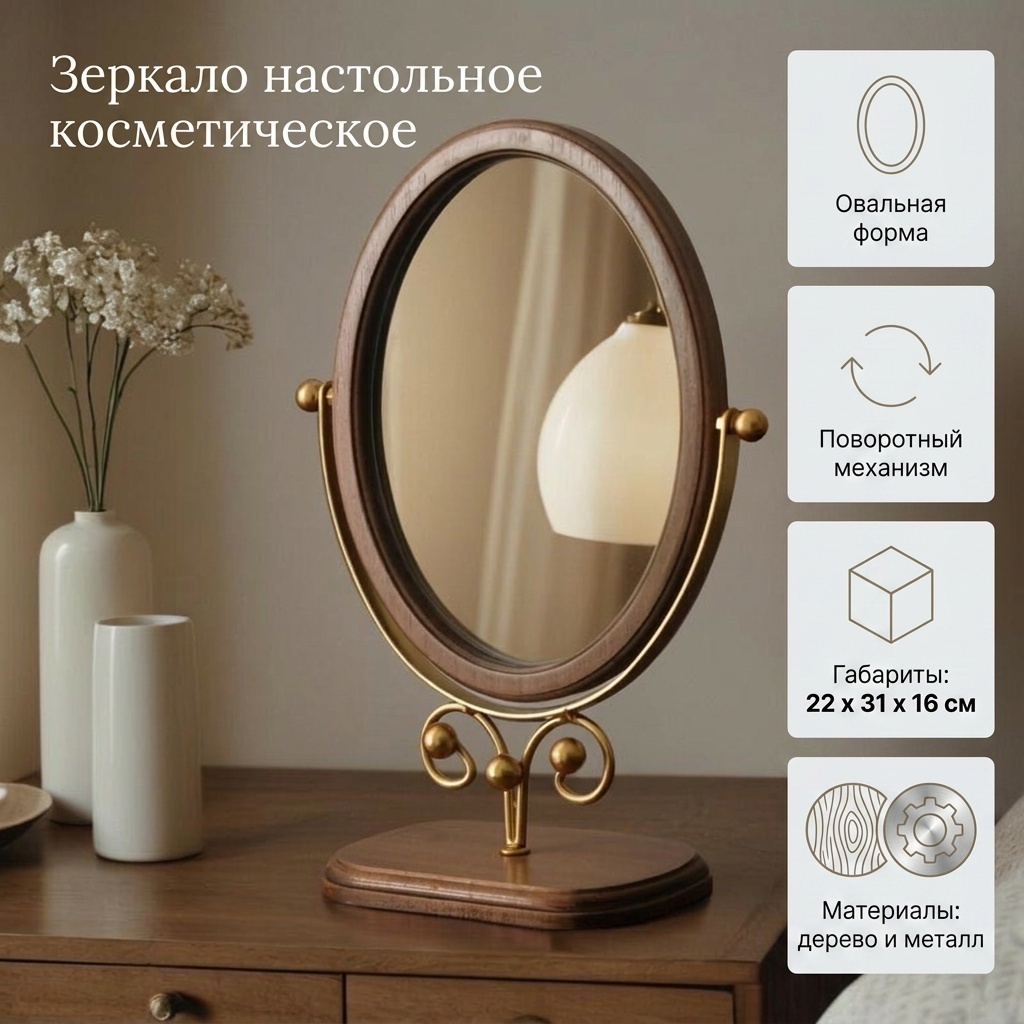 Зеркало настольное косметическое 22*31*16