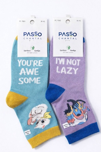 Носки Passo 2 пары фиолетовый, голубой 36-41