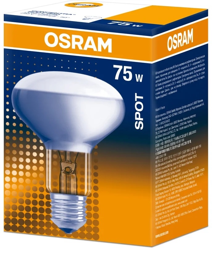 Osram 75W E27, накаливания, теплый белый