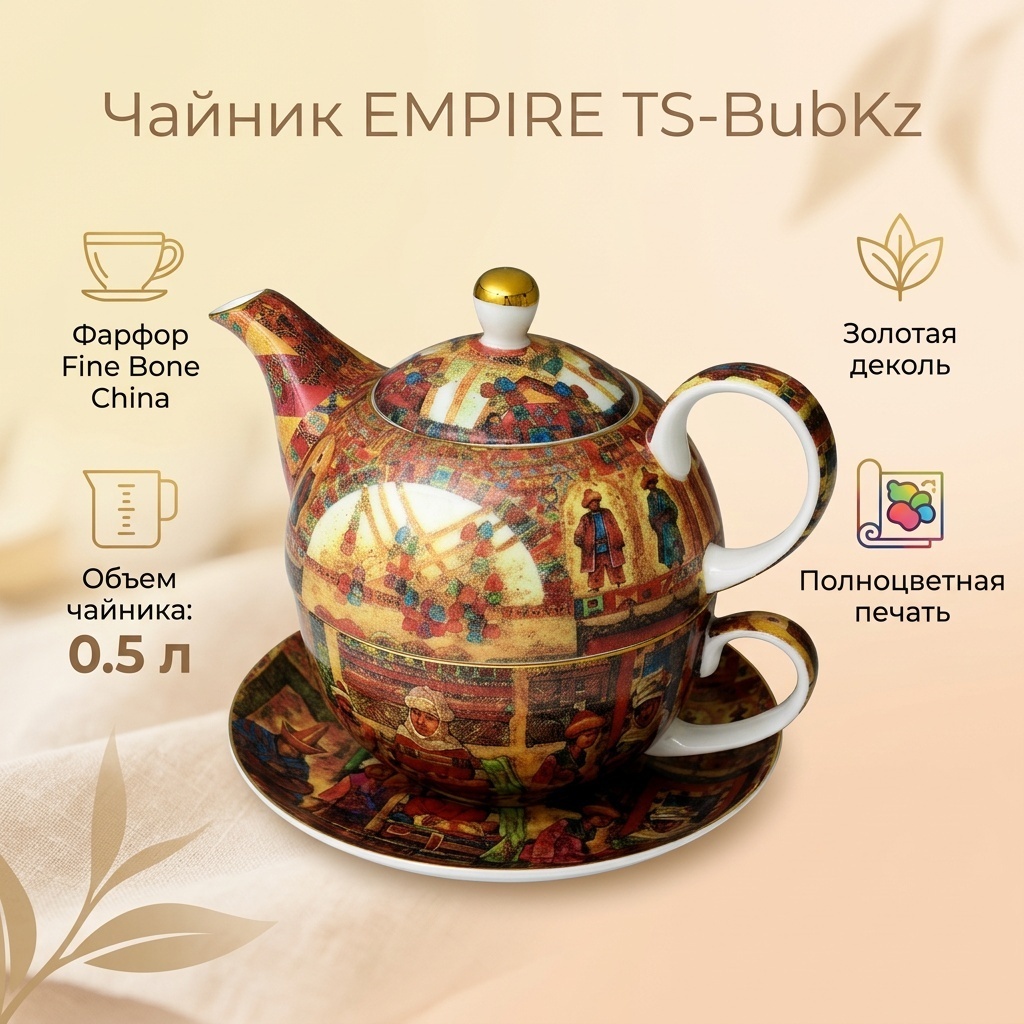 Чайник EMPIRE TS-BubKz 0.5 л, фарфор