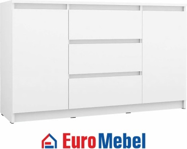 Комод Euromebel Денвер, 120.10x39x75.4 см, белый