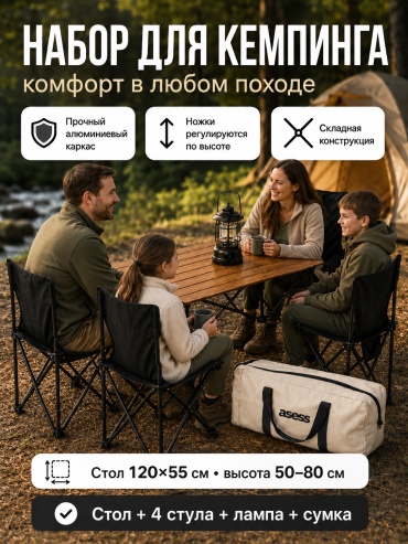 Asess комплект family camp 4 черный