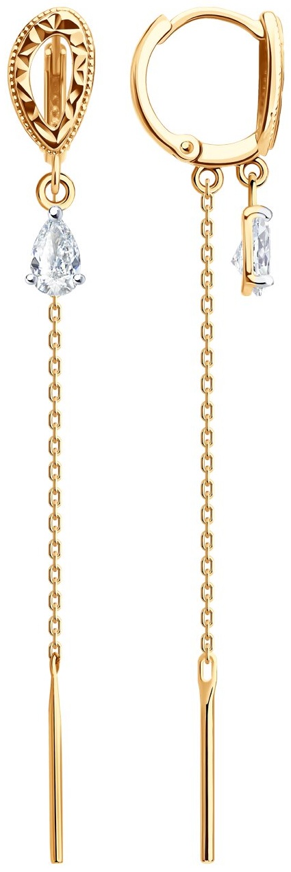Серьги-цепочки SOKOLOV EAR-SO-585-401398 вес 1.56 г золото, фианит