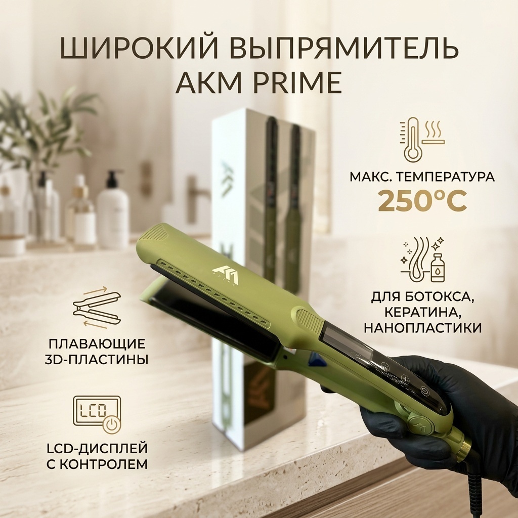 AKM Prime Широкий выпрямитель для ботокса , кератина , нанопластики утюжок