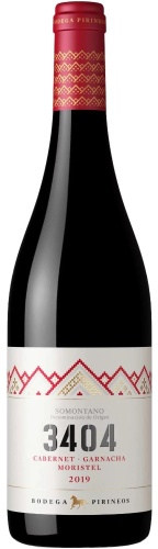 Вино Bodega Pirineos Somontano 3404 Cabernet Garnacha Moristel 2019 сухое красное 13.5% 0.75 л