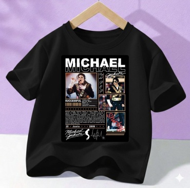 Футболка Murat Baby надпись "MICHAEL JACKSON" и изображения Майкла Джексона черный