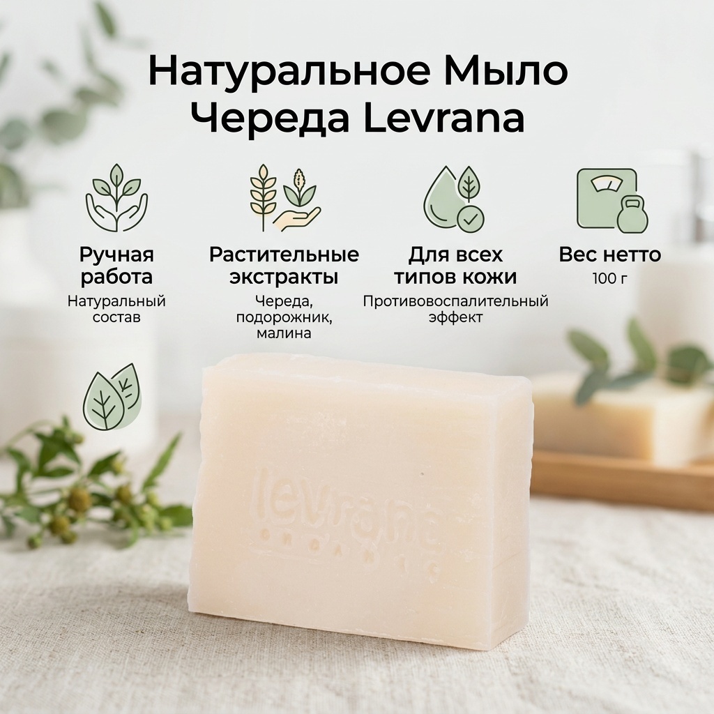 Кусковое мыло туалетное Levrana Bidens Череда 100 г