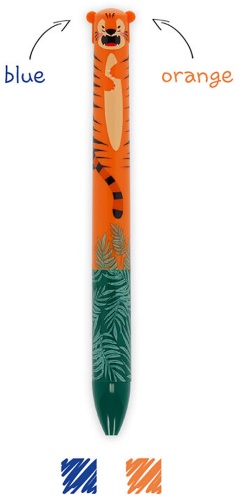 Ручка шариковая Legami Click-Clack, Tiger, синий-оранжевый 1 шт, 1 мм, цвет чернил мультиколор