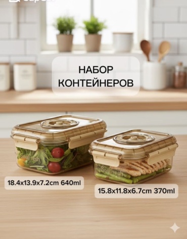 Vengo набор контейнеров YD243 2 шт, жаропрочное стекло, боросиликатное стекло