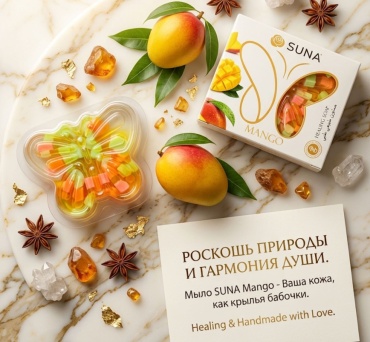 Кусковое мыло туалетное Suna Mango манго 1 шт