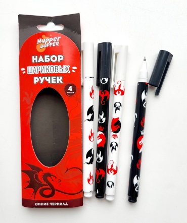 Ручка шариковая Hupper Dupper Dracon 4 шт, 0.7 мм, цвет чернил синий