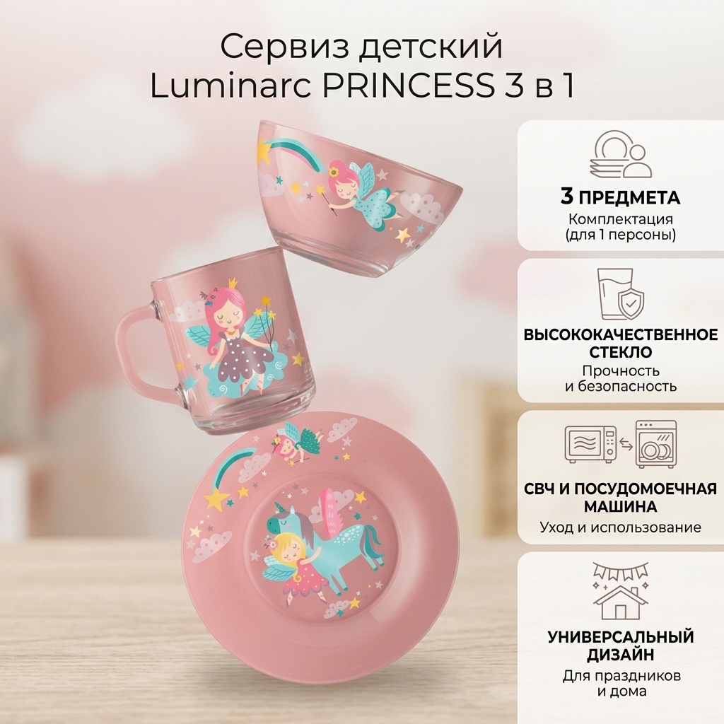 Сервиз на 1 персону Luminarc , предметов: 3, детский, стекло