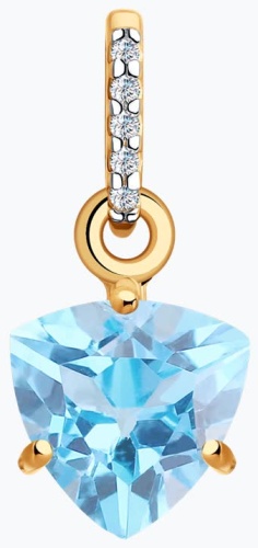 Подвеска Diamant ПД51-330-00291-1 вес 0.77 г золото, топаз, фианит