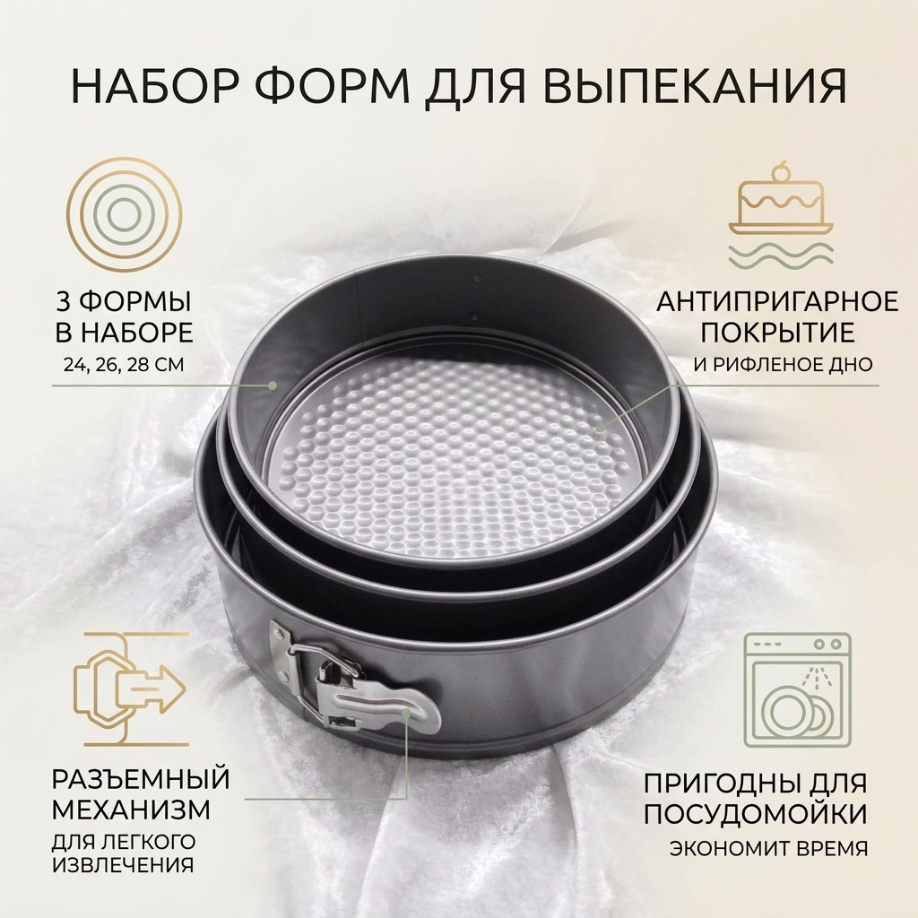 Форма для выпечки, для хлеба, для кексов алюминий, 3 шт