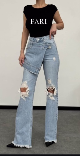 Джинсы прямые FASHION голубой