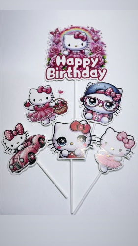 Топпер для торта Хеллоу Китти Hello kitty набор из 6 штук топперы для торта 6 шт