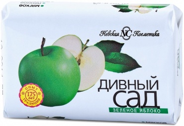 Кусковое мыло туалетное Невская косметика Дивный сад Зеленое яблоко Зеленое яблоко 1 шт
