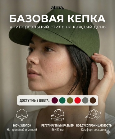 Кепка ATMA brand размер 56, 57, 58, 59, камуфляж