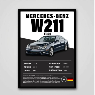 Картина Картина Мерседес W211 21x30 см 21x30 см