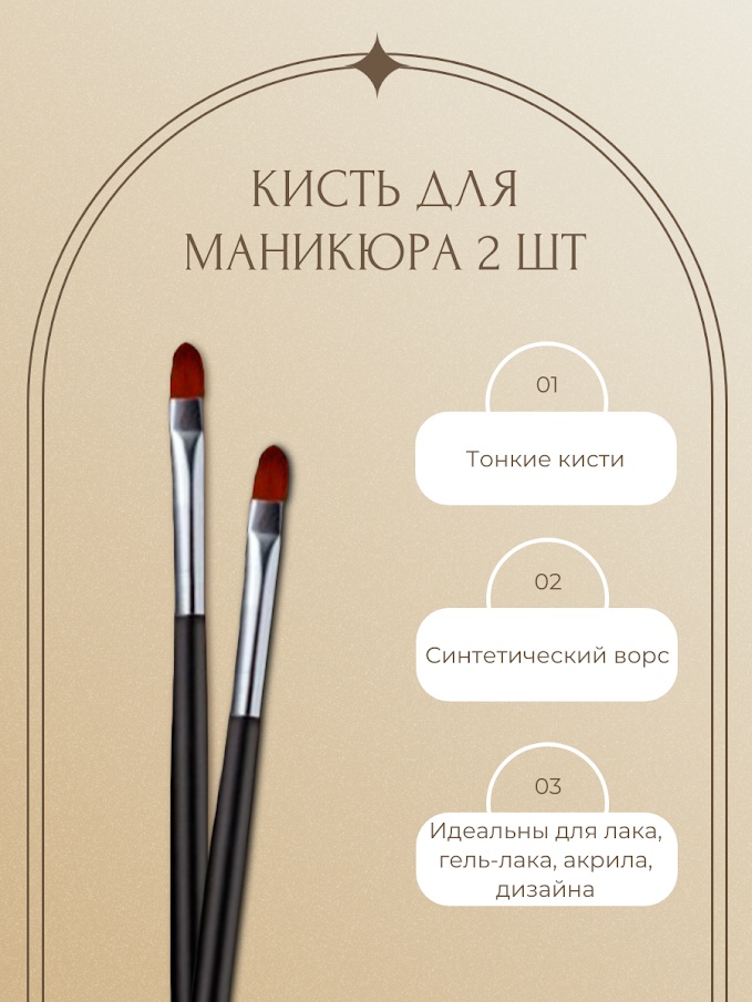 Кисть для тонких линий, кисть плоская пластик 2 шт
