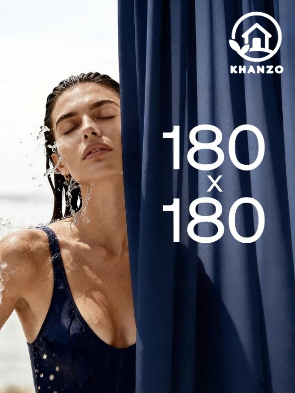 Штора для ванной KHANZO 806813 180x180 синий, полиэстер