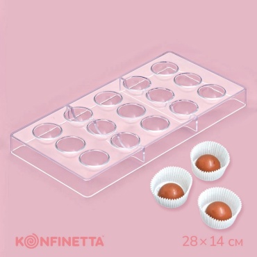 KONFINETTA для шоколада 4459573, «Полусфера», 2814 см, 15 ячеек, пластик