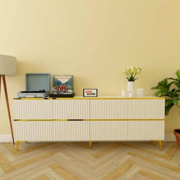 ТВ-тумба напольная Adel Home Моди AH0562, 220x75x35 см, белый, золотой