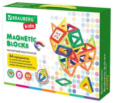 Конструктор Brauberg MAGNETIC BLOCKS 663847, деталей 64 шт