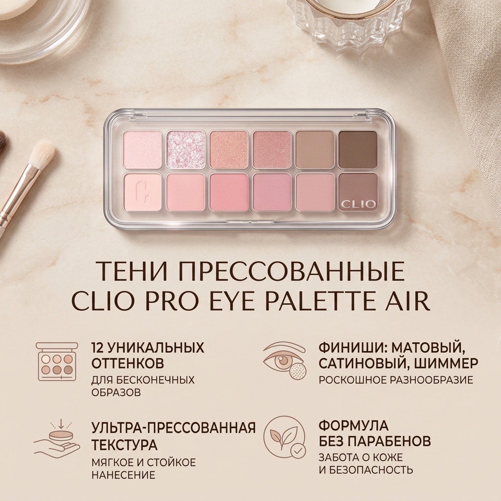 CLIO тени прессованные Pro Eye Palette Air 04 Pink Pairing